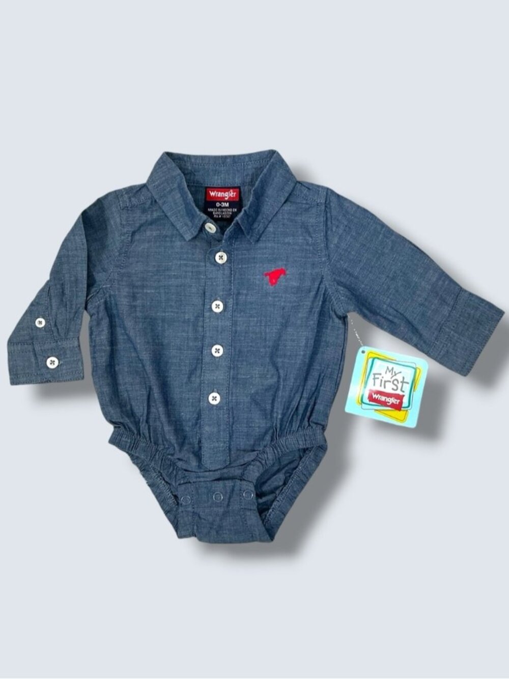 Wrangler Baby My First Wrangle Jumpsuit Romper 100% Cotton Denim Blue 0-3 Months